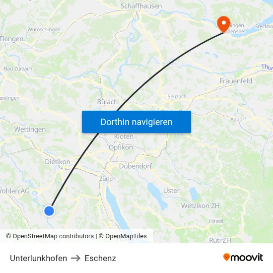 Unterlunkhofen to Eschenz map