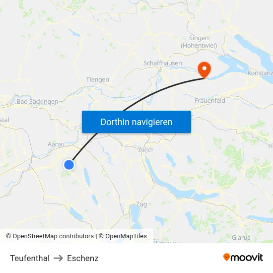 Teufenthal to Eschenz map