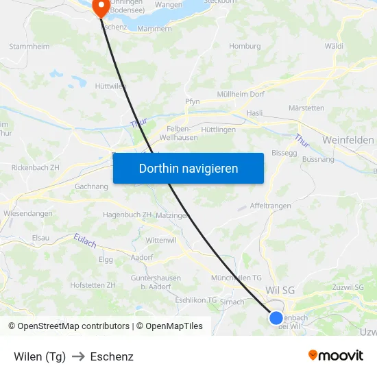 Wilen (Tg) to Eschenz map