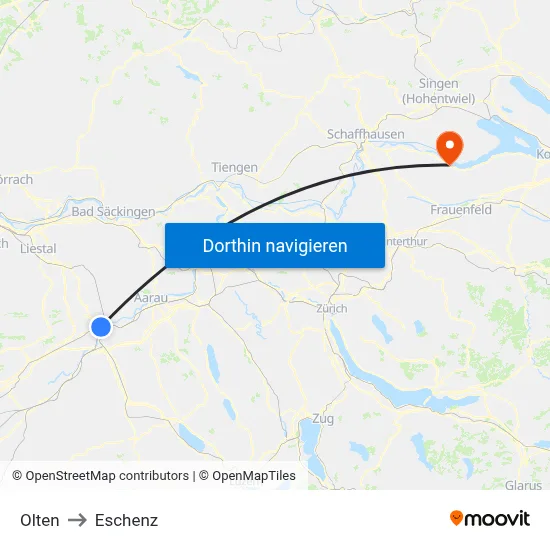 Olten to Eschenz map