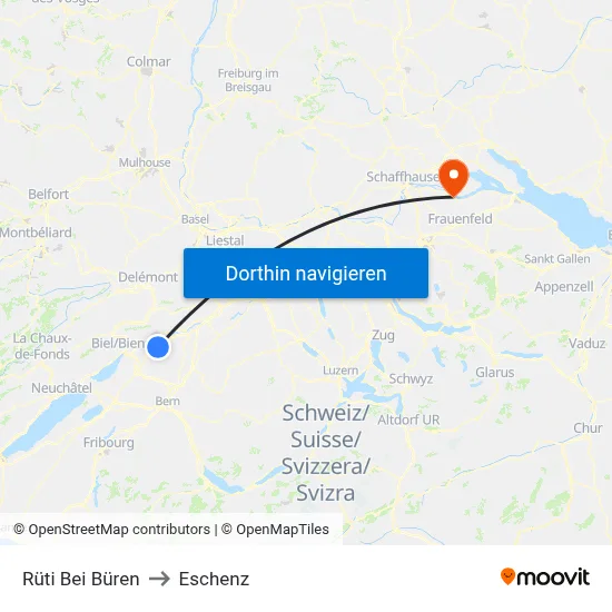 Rüti Bei Büren to Eschenz map