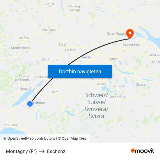 Montagny (Fr) to Eschenz map