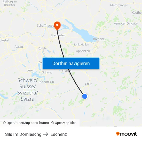 Sils Im Domleschg to Eschenz map