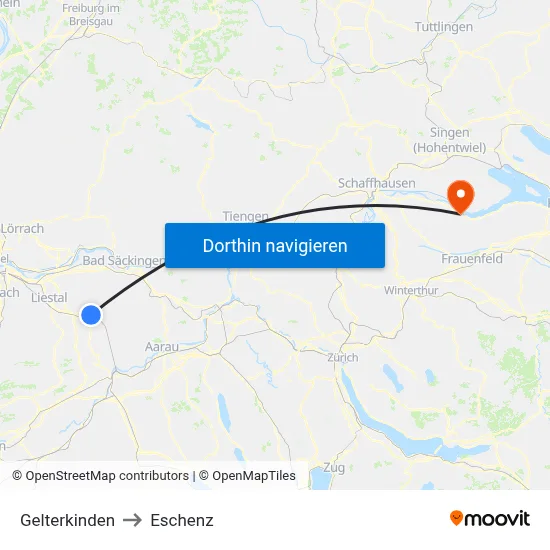 Gelterkinden to Eschenz map