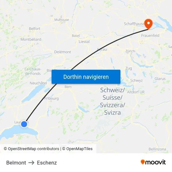 Belmont to Eschenz map
