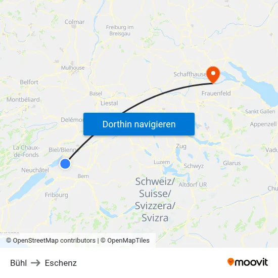 Bühl to Eschenz map