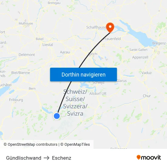 Gündlischwand to Eschenz map
