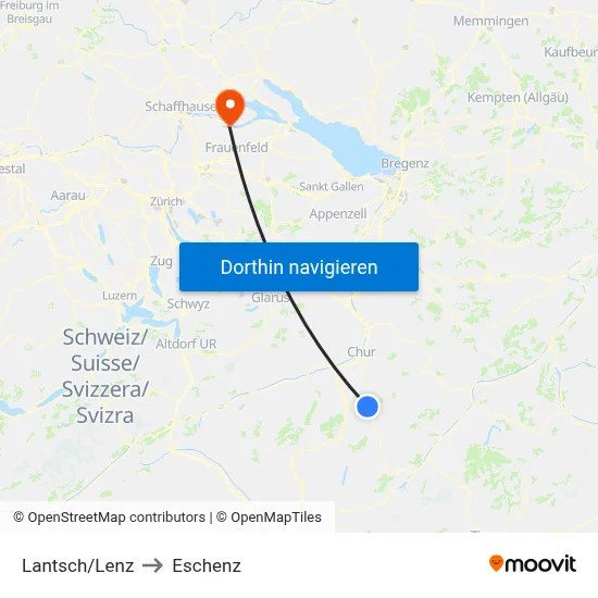 Lantsch/Lenz to Eschenz map