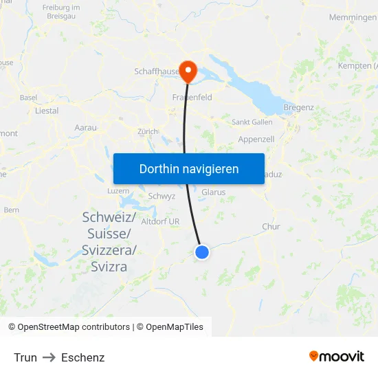 Trun to Eschenz map