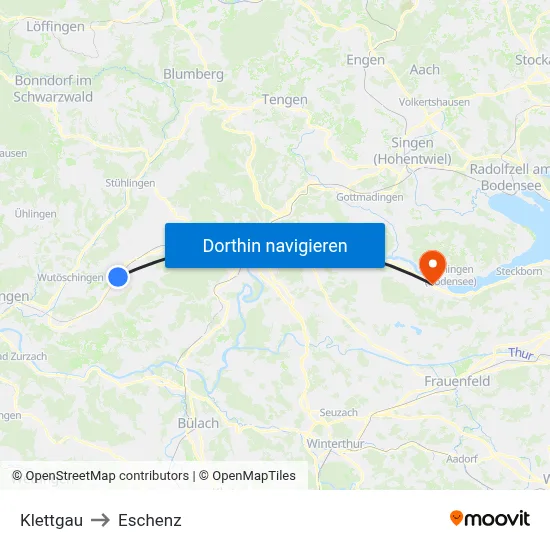 Klettgau to Eschenz map
