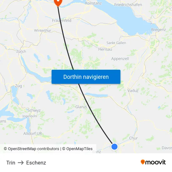 Trin to Eschenz map