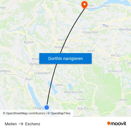 Meilen to Eschenz map