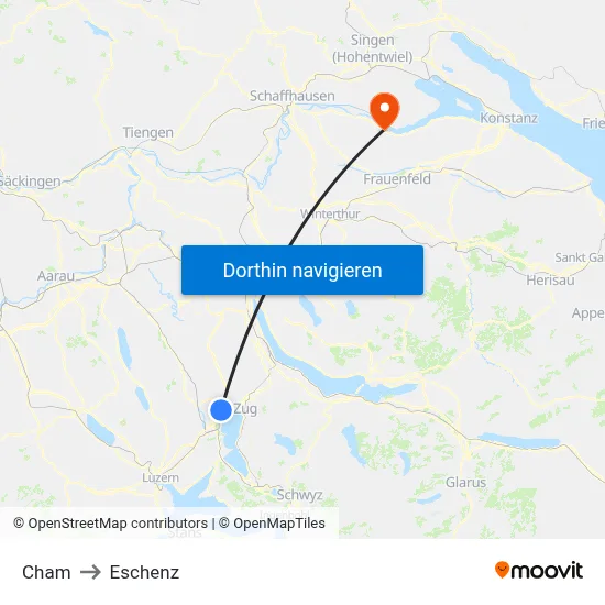 Cham to Eschenz map