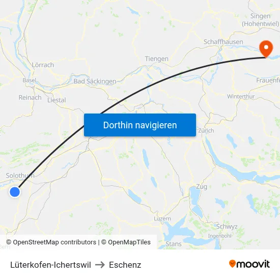 Lüterkofen-Ichertswil to Eschenz map