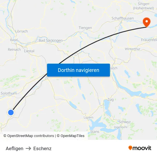 Aefligen to Eschenz map