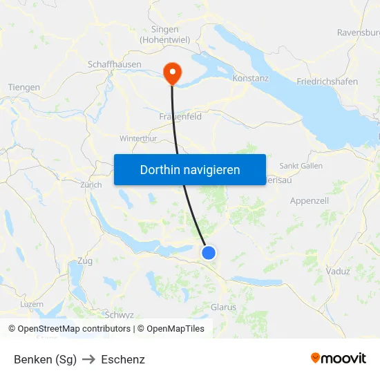 Benken (Sg) to Eschenz map