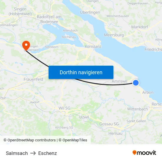 Salmsach to Eschenz map