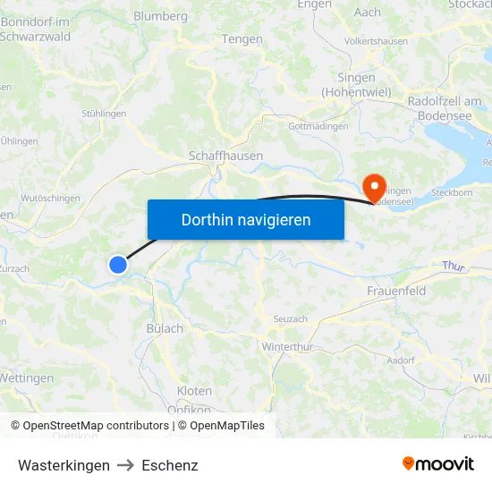 Wasterkingen to Eschenz map