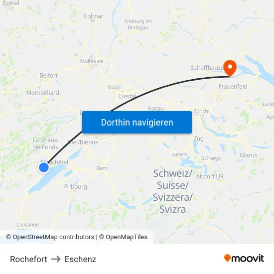 Rochefort to Eschenz map