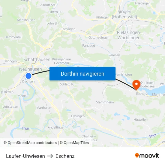 Laufen-Uhwiesen to Eschenz map