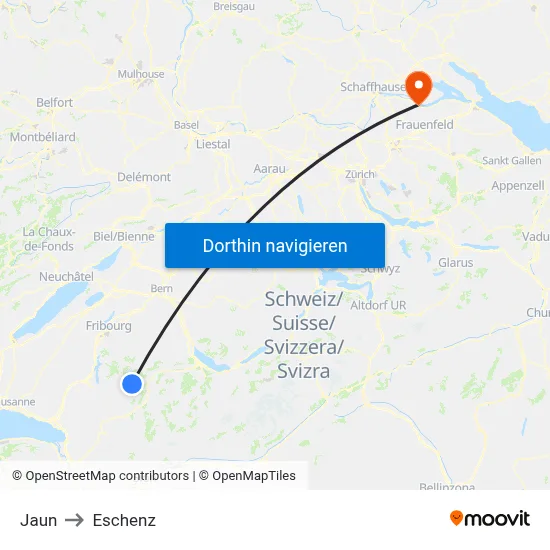 Jaun to Eschenz map