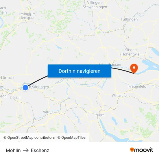Möhlin to Eschenz map