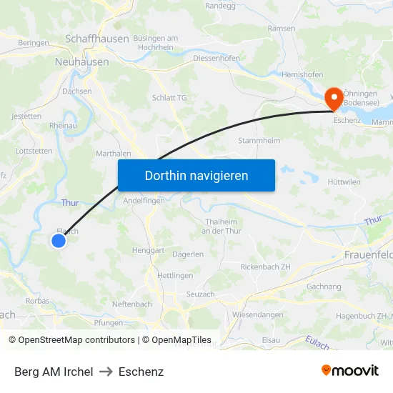 Berg AM Irchel to Eschenz map