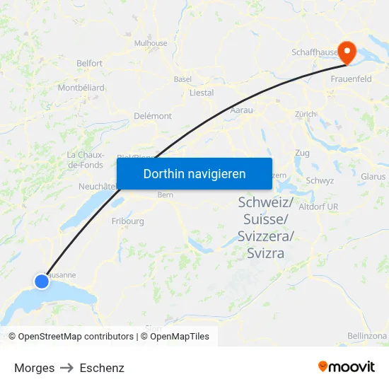 Morges to Eschenz map