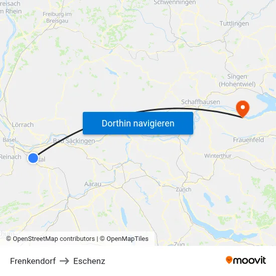 Frenkendorf to Eschenz map