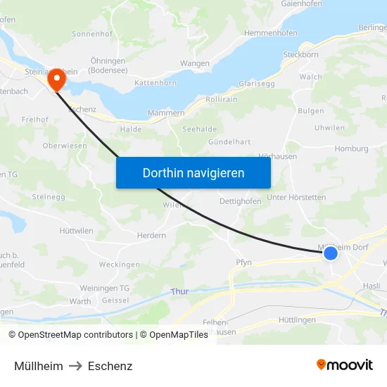 Müllheim to Eschenz map