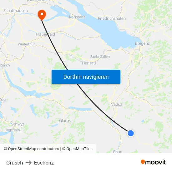Grüsch to Eschenz map