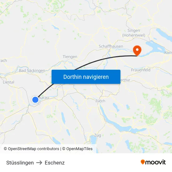 Stüsslingen to Eschenz map
