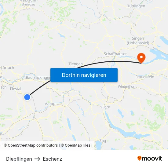 Diepflingen to Eschenz map