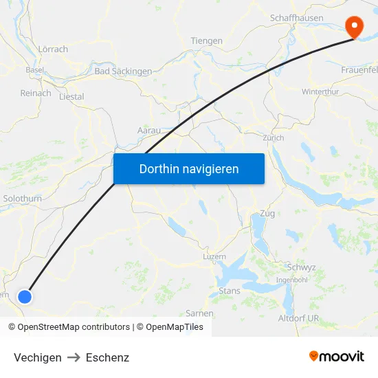 Vechigen to Eschenz map