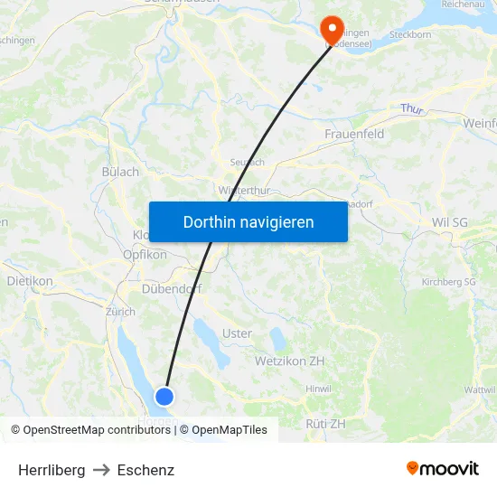 Herrliberg to Eschenz map