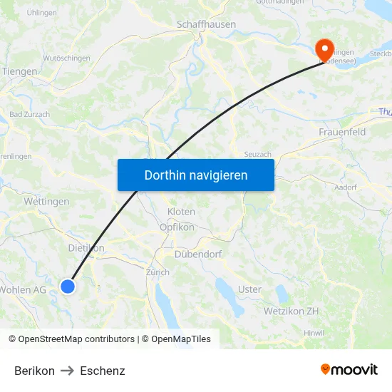 Berikon to Eschenz map