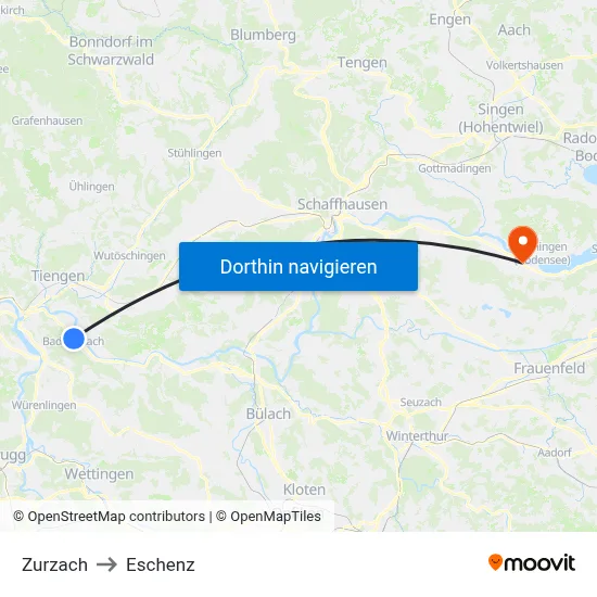 Zurzach to Eschenz map