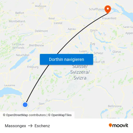 Massongex to Eschenz map