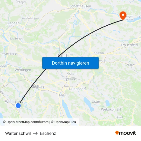 Waltenschwil to Eschenz map