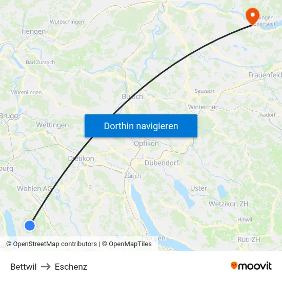Bettwil to Eschenz map
