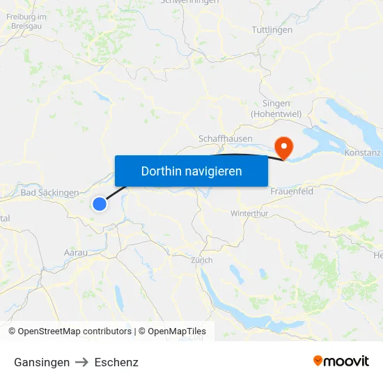 Gansingen to Eschenz map