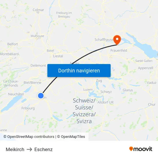Meikirch to Eschenz map