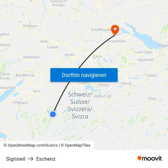 Sigriswil to Eschenz map