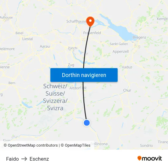 Faido to Eschenz map