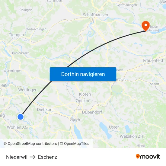 Niederwil to Eschenz map