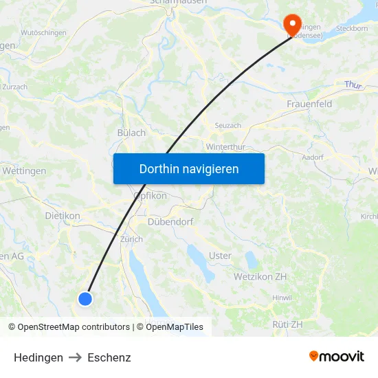 Hedingen to Eschenz map
