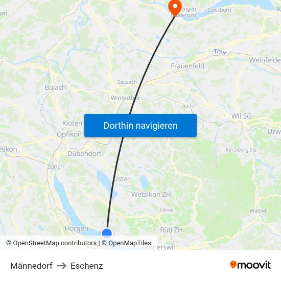 Männedorf to Eschenz map