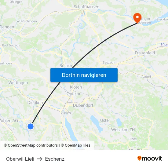 Oberwil-Lieli to Eschenz map