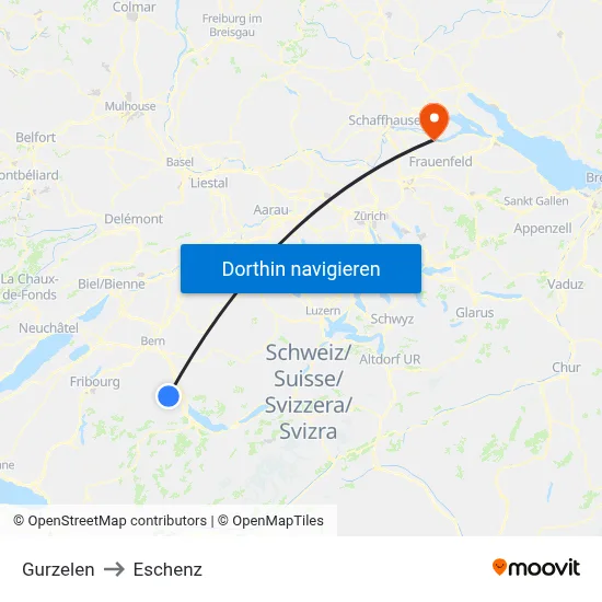 Gurzelen to Eschenz map