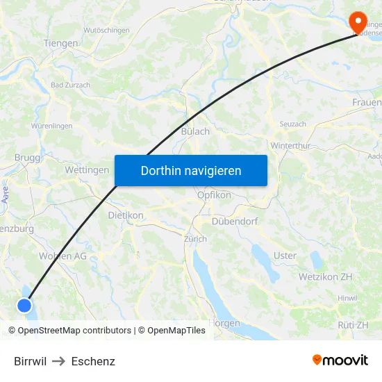 Birrwil to Eschenz map